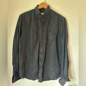 Black Steven Alan linen button-up long sleeve shirt size small.